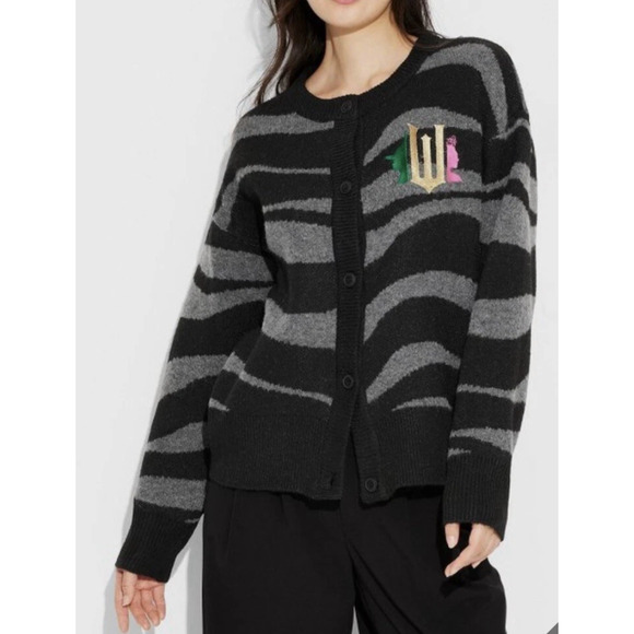 Wicked Sweater Cardigan Ariana By Paul Tazewell Women’s XS Gray/Black Zebra NWT - Picture 4 of 11